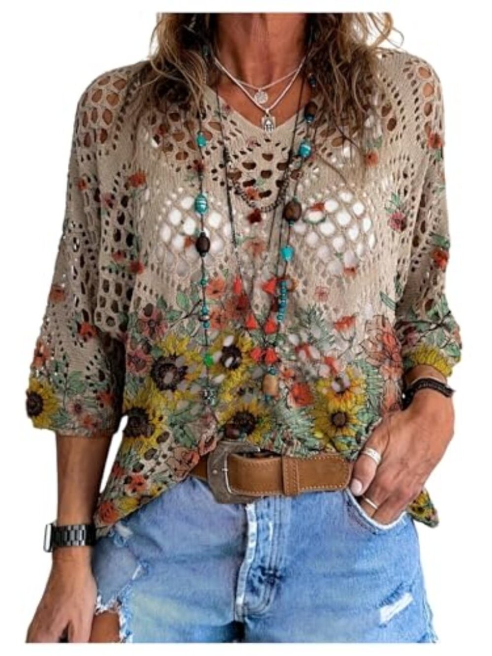 Women's Boho Tops Hippie Lightweight Summer Sweater Beach Cover Up